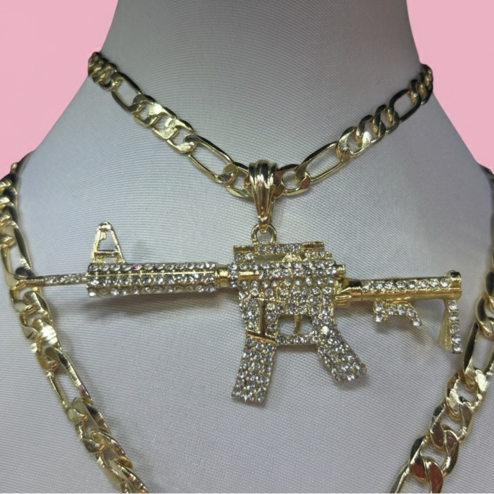 Diamond Gun Pendant Necklace